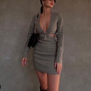ZARA long Sleeve Cut-Out Mini Dress